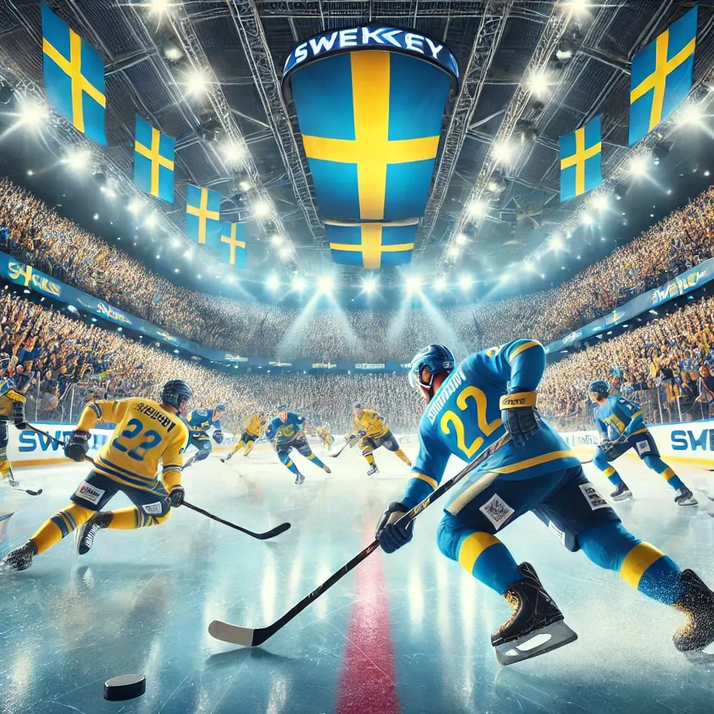 Ishockeymatch i en fullsatt arena